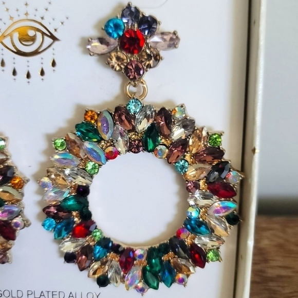 Eye Candy Los Angeles Luxe Collection Rhinestone 14K Gold Plated Earrings - Picture 2 of 4